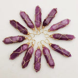 24pc Purple Stone Metal Necklace Pendant for DIY Jewelry Making