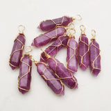 24pc Purple Stone Metal Necklace Pendant for DIY Jewelry Making