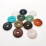 25mm Natural Stone Mixed Round Safety Buckle Stone Beads for Jewelry Making