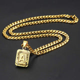 26 Letter Pendant Necklace Cuban Chain Initial Necklace Choker Jewelry