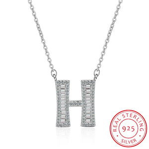 26 Letters Pendants 5A Cz 925 Sterling Silver Wedding Pendant with Necklaces