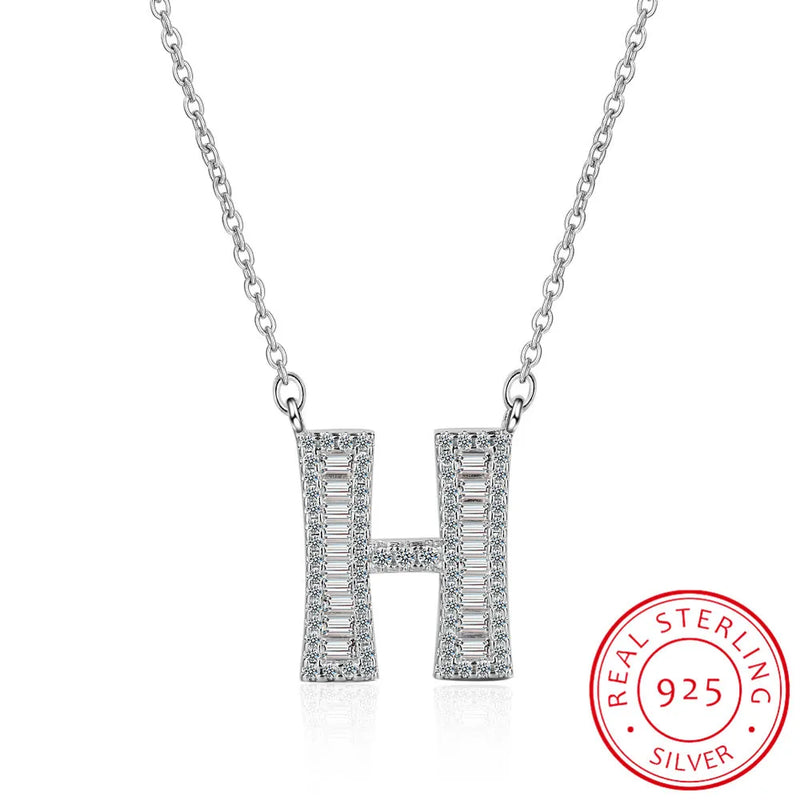 26 Letters Pendants 5A Cz 925 Sterling Silver Wedding Pendant with Necklaces