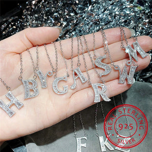 26 Letters Pendants 5A Cz 925 Sterling Silver Wedding Pendant with Necklaces