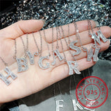 26 Letters Pendants 5A Cz 925 Sterling Silver Wedding Pendant with Necklaces