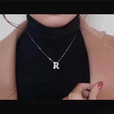 26 Letters Pendant 925 Sterling Silver CZ Wedding Necklace Women Jewelry