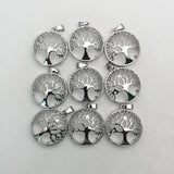 27MM Tree of Life Metal Shell 24pc Wisdom Chakra Reiki Natural Stone Pendant