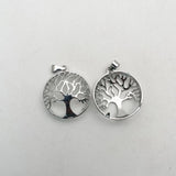 27MM Tree of Life Metal Shell 24pc Wisdom Chakra Reiki Natural Stone Pendant