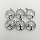 27MM Tree of Life Metal Shell 24pc Wisdom Chakra Reiki Natural Stone Pendant