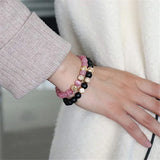 Couple His Hers Stone Bead CZ Crown Bracelet Set Men Wristband Jewelry