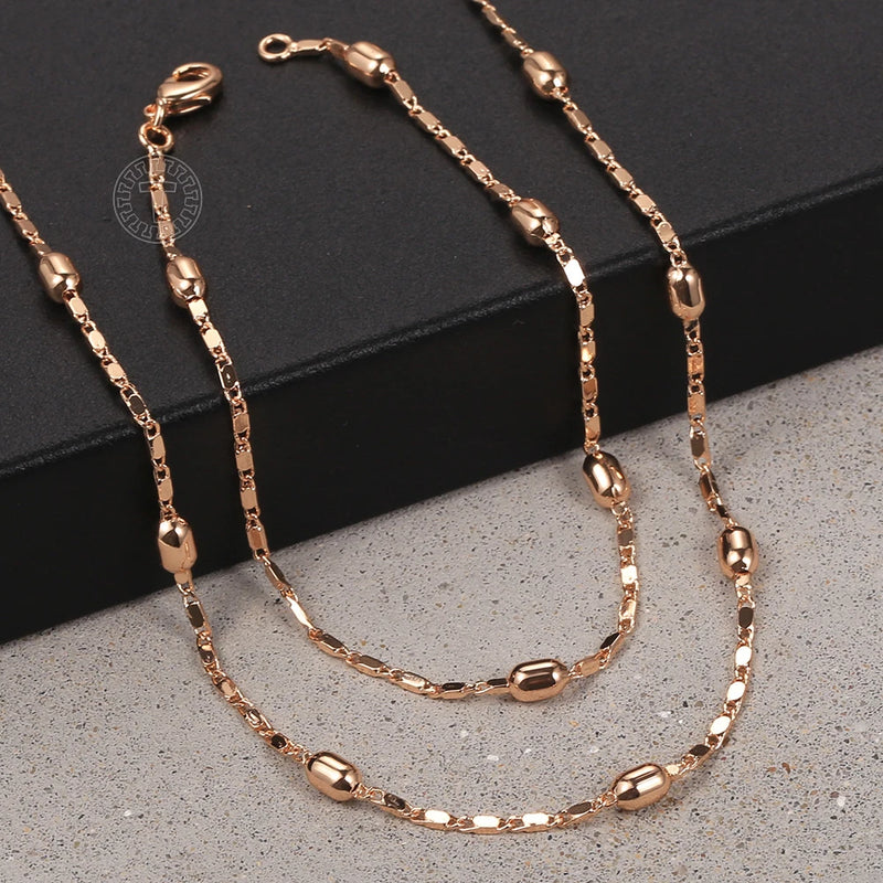 2mm 585 Rose Beaded Jewelry Set for Women Girls CS28A