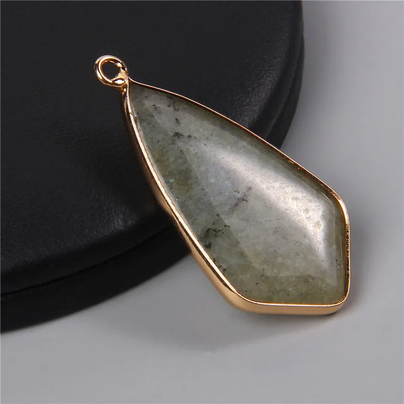 2pcs Quartz Stone Slice Pendants for Jewelry Making