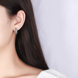 3 Row Rhinestone 925 Silver Stud Earrings for Women