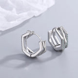 3 Row Rhinestone 925 Silver Stud Earrings for Women