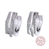 3 Row Rhinestone 925 Silver Stud Earrings for Women