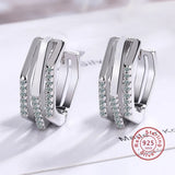 3 Row Rhinestone 925 Silver Stud Earrings for Women