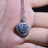 3 Carats Love Heart Zircon Diamond Pendant Necklace for Women