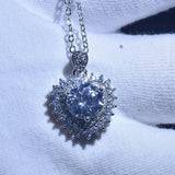 3 Carats Love Heart Zircon Diamond Pendant Necklace for Women