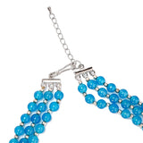 3-Row Blue Pearl & Turquoise Pagoda Necklace for Women and Girls