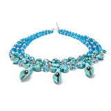 3-Row Blue Pearl & Turquoise Pagoda Necklace for Women and Girls