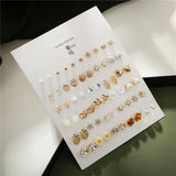 30 Pairs Crystal Earrings Set for Women - Piercing Studs & Beaded Jewelry Gift