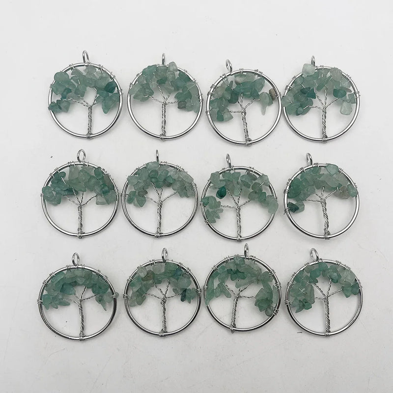30MM Aventurin Tree of Life Wisdom Chakra Reiki Healing Pendant
