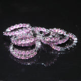 Rose Quartz Round Large Hoop Earring 925 Sterling Silver Punk Pink CZ Jewelry