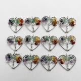 30MM Heart Tree of Life Wisdom Chakra Reiki Healing Stone Pendant Necklace