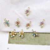 30pcs Zircon Flower Charms DIY Jewelry Earrings/Necklace Pendants