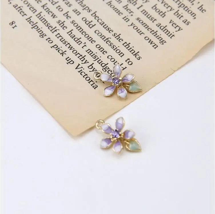 30pcs Zircon Flower Charms DIY Jewelry Earrings/Necklace Pendants