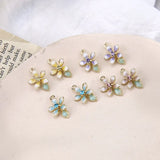 30pcs Zircon Flower Charms DIY Jewelry Earrings/Necklace Pendants