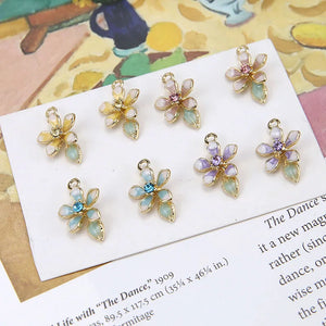 30pcs Zircon Flower Charms DIY Jewelry Earrings/Necklace Pendants
