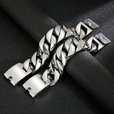 316 Stainless Steel Silver Bracelet Bangle Men's Heavy Chunky Link Chain