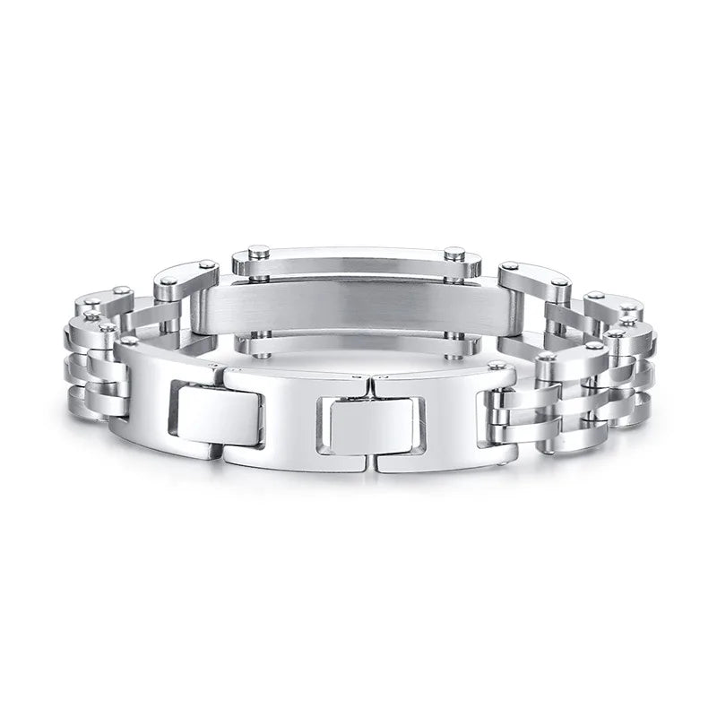 316L Stainless Steel Bracelet with Double Buckle for Men