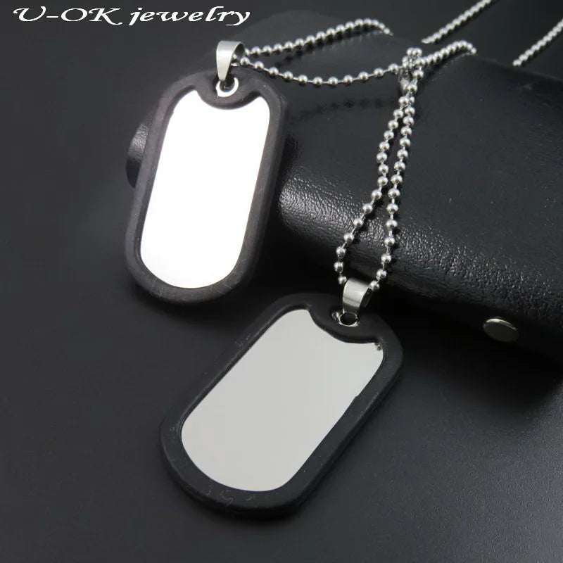316L Stainless Steel Military Dogtags Necklace with Silencer