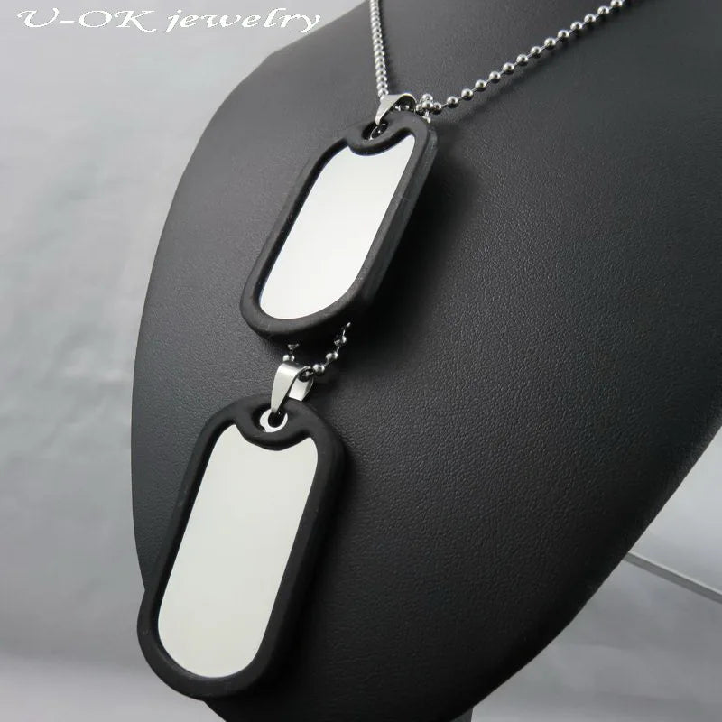 316L Stainless Steel Military Dogtags Necklace with Silencer
