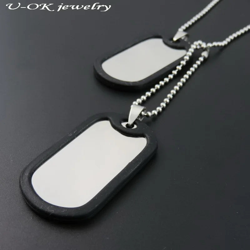 316L Stainless Steel Military Dogtags Necklace with Silencer