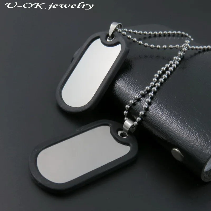 316L Stainless Steel Military Dogtags Necklace with Silencer