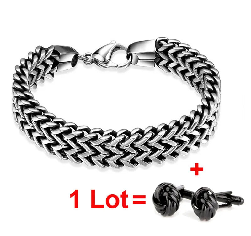 316L Stainless Steel Mens Bracelet 12mm Width Hand Chain Jewelry Gift
