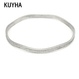 316L Stainless Steel Wave Bangle Bracelet for Women 4mm