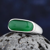316L Stainless Steel Green Zircon Stone Ring For Men Women Teens