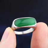 316L Stainless Steel Green Zircon Stone Ring For Men Women Teens