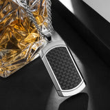 316L Stainless Steel Carbon Fiber Dog Tag Pendant Necklace