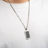 316L Stainless Steel Carbon Fiber Dog Tag Pendant Necklace