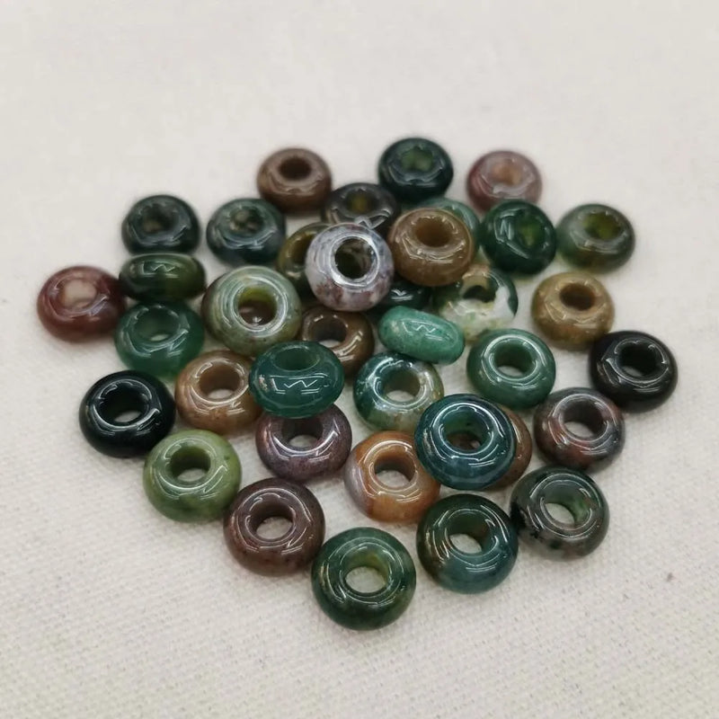 36Pcs Natural Agate Stone 14x8mm Round Big Hole Beads for Jewelry Making