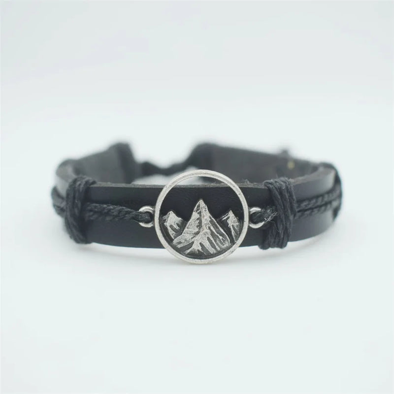 3D Mountain Charm Bracelet Leather Bracelets For Men Women