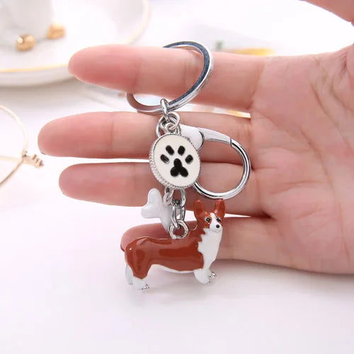 3D Pet Dog Keychains Border Collie Shelti Husky Metal Car Keychain
