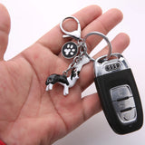 3D Pet Dog Keychains Border Collie Shelti Husky Metal Car Keychain