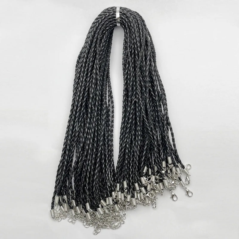 3mm 50pc Leather Rope Necklace with Lobster Clasp for Jewelry Making