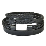 Men Steel Roman Numeral Bracelet Crown Charm Geometry Pulseiras Set