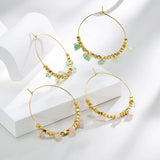 40mm Square Bead Gravel Hoop Earrings Stainless Steel Drop Earrings